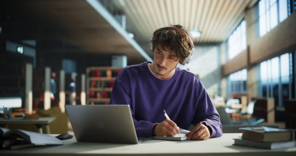 Students in a college learning environment